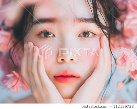 花之美：被花瓣包圍的日本女性的自然美 112199728