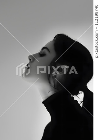 Elegant monochrome silhouette of a woman 112199740
