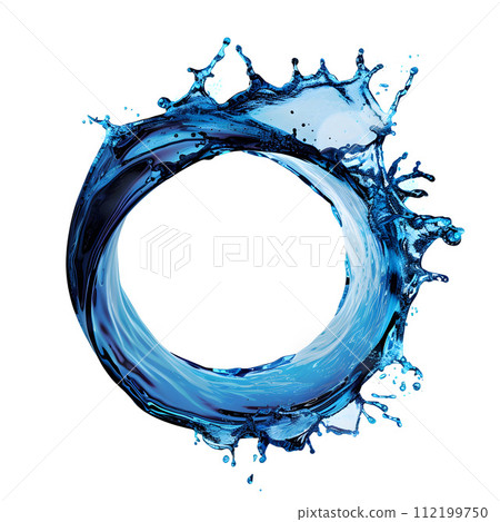 藍色波光粼粼的水濺成一圈：自然之美 112199750