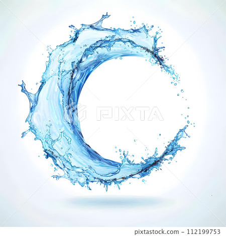 Splash of blue sparkling water in a circle: beauty of nature 112199753