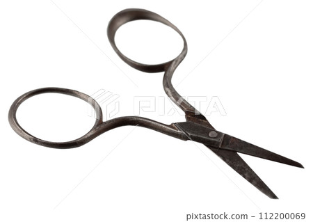 Vintage embroidery scissors isolated on white Vintage embroidery scissors isolated on white 112200069