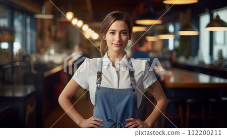 Smiling woman working in Barista cafe Smiling woman working in Barista cafe 112200211