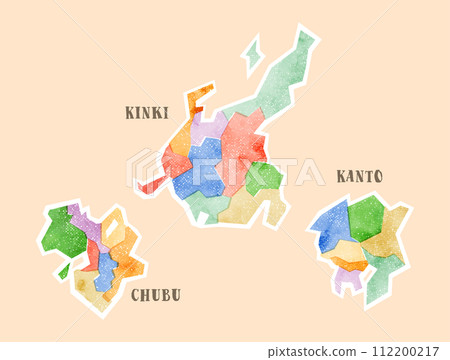 一張看似絕版的日本簡單地圖：關東地區、中部地區、近畿地區 112200217