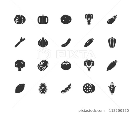 Vegetable monochrome icon set 112200320