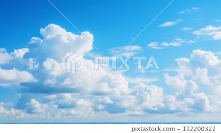夏天的天空和雲、藍天和白色的雷雲景觀 112200322