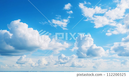 Summer sky and clouds, blue sky and white thundercloud landscape 112200325