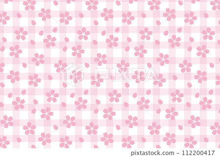 Cherry blossom and gingham seamless pattern Cherry blossom and gingham seamless pattern 112200417