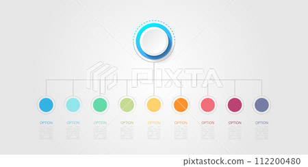 Infographic 9 options design elements for your business data. Vector Illustration. 112200480