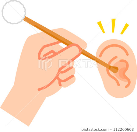 手和耳朵拿著耳勺 112200608