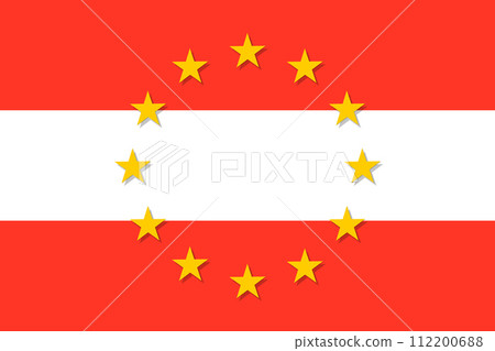 Austria national flag with a circle of EU 112200688