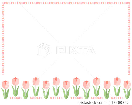可愛的粉紅色鬱金香框架背景圖與圓點 可愛的粉紅色鬱金香框架背景圖與圓點 112200852