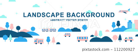 抽象平面景觀背景橫幅_向量汽車汽車城市自然多彩 112200927