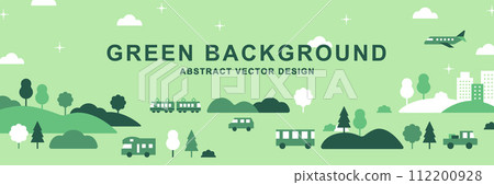 抽象平面景觀背景橫幅_向量汽車汽車城市自然生態綠色 112200928