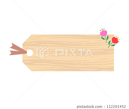 Simple woodgrain bookmark frame illustration decorated with tulips 112201452