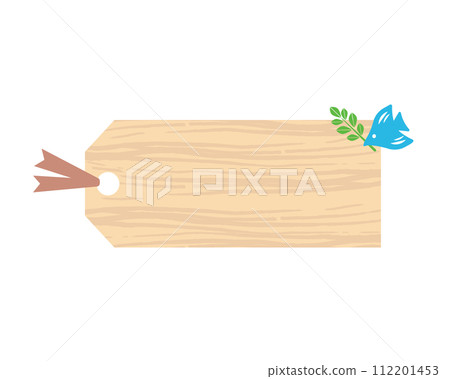 簡單的木紋書籤框架插圖，裝飾有斯堪的納維亞風格的鳥類 112201453