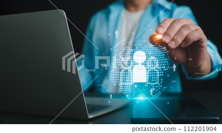 Business people pin in the selection of business target groups, Target customer, Buyer persona, Customer behavior concept, Marketing plan and strategies, Customer centric strategies. 112201904