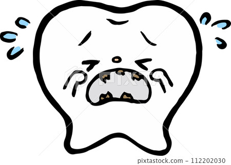 一顆因蛀牙而大聲哭泣的手繪人物插畫 112202030