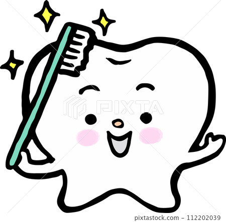 自己刷牙的手繪人物插畫 112202039