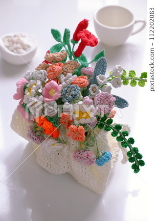 artwork for home decor from crochet product, handmade colorful flower pot artwork for home decor from crochet product, handmade colorful flower pot 112202083