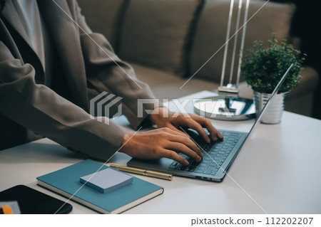 Business team working with new startup project plan and discussion information for financial strategy with laptop and digital tablet in a modern business lounge. 112202207