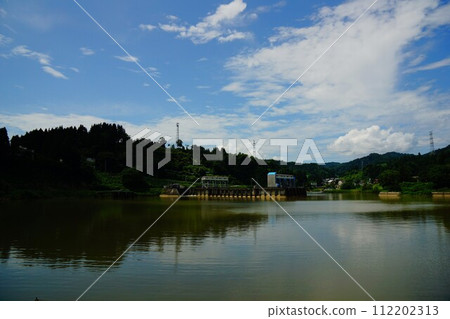 Gate of Asagawara Reservoir Dam and dam lake Gate of Asagawara Reservoir Dam and dam lake 112202313