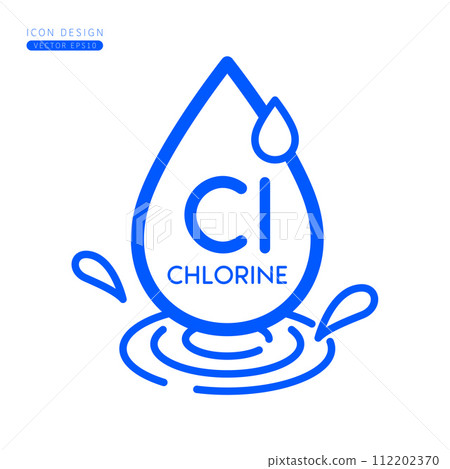 Minerals chlorine icon pink. Water drops splashing and waves isolated on white background. Symbol for use on advertising media. Form simple line for designing medical beauty products. Vector. 112202370