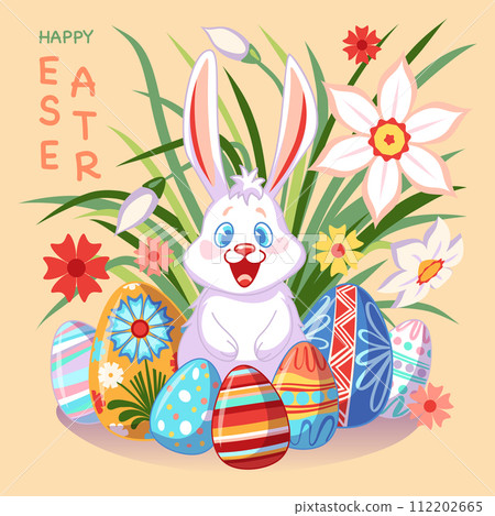 Vector Easter poster with bunny 112202665