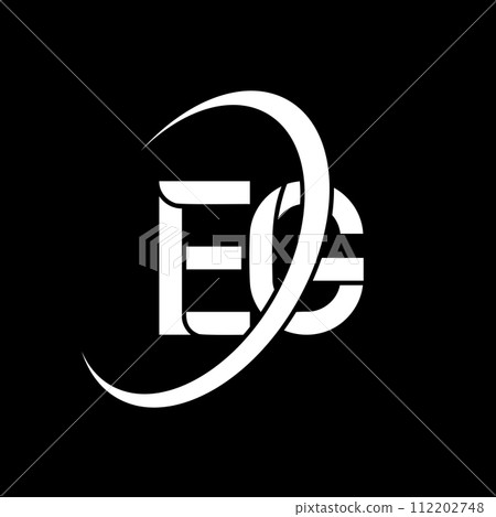 EG logo. E G design. White EG letter. EG/E G letter logo design. Initial letter EG linked circle uppercase monogram logo. 112202748