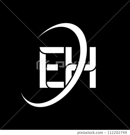 EH logo. E H design. White EH letter. EH/E H letter logo design. Initial letter EH linked circle uppercase monogram logo. 112202749