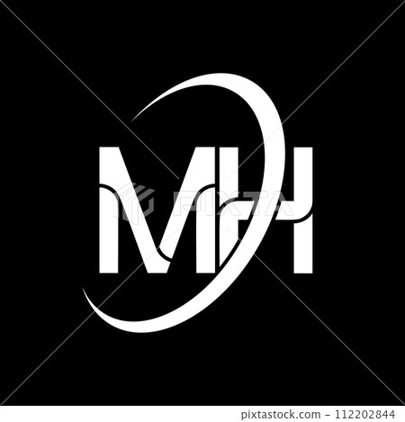 MH logo. M H design. White MH letter. MH/M H letter logo design. Initial letter MH linked circle uppercase monogram logo. 112202844