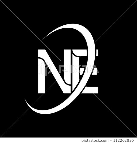 NE logo. N E design. White NE letter. NE/N E letter logo design. Initial letter NE linked circle uppercase monogram logo. 112202850