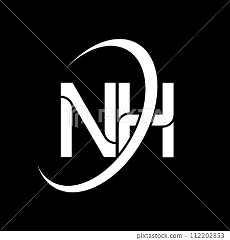 NH logo. N H design. White NH letter. NH/N H letter logo design. Initial letter NH linked circle uppercase monogram logo. 112202853