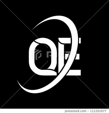 QE logo. Q E design. White QE letter. QE/Q E letter logo design. Initial letter QE linked circle uppercase monogram logo. 112202877