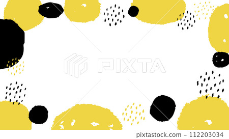黃色和黑色手繪可愛的斯堪的納維亞風格背景框架 112203034