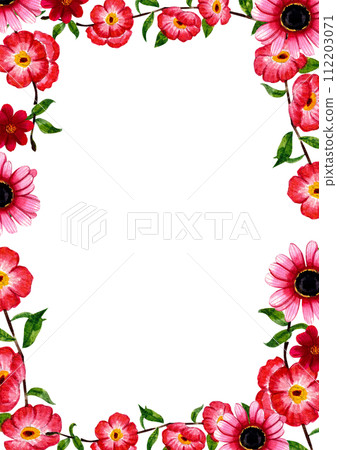 Flowers and leave frame watercolor Flowers and leave frame watercolor 112203071