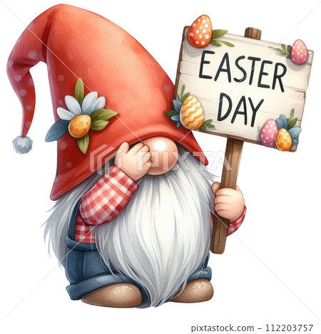 Gnome Cute holding a sign easter day 112203757