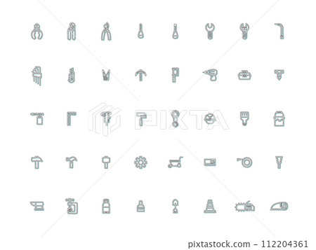 Color shadow icon set of various work tools light blue Color shadow icon set of various work tools light blue 112204361