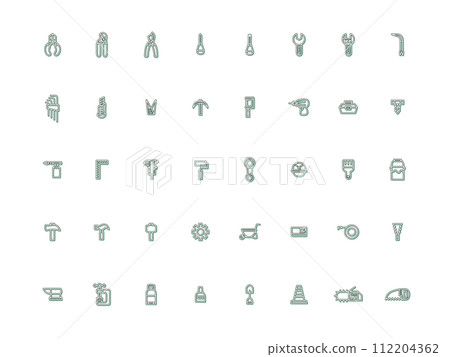 Color shadow icon set of various work tools 112204362