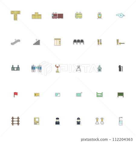 Sticker station related icon illustration set (no background) 112204363