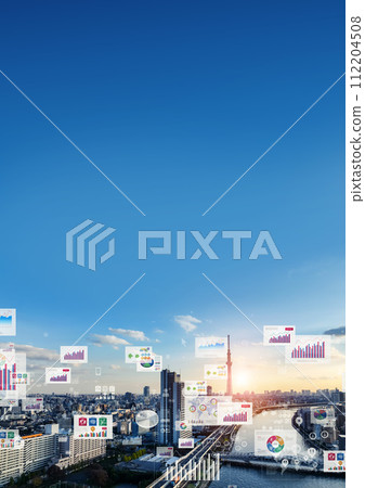 現代城市和統計數據廣告和橫幅的垂直視覺效果 112204508