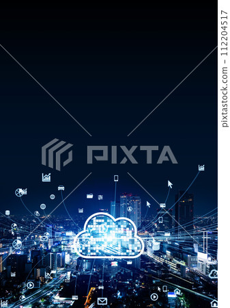 Modern cities and cloud computing Vertical visuals for advertisements and banners Modern cities and cloud computing Vertical visuals for advertisements and banners 112204517