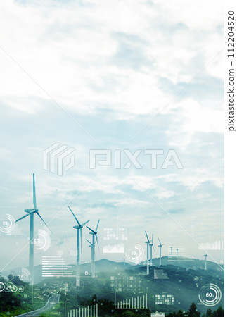 Wind power generation and statistical data Vertical visual for advertisements and banners Wind power generation and statistical data Vertical visual for advertisements and banners 112204520