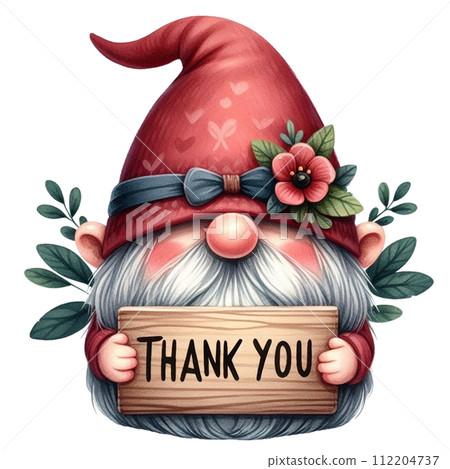 Gnome cute holding a thank you sign 112204737
