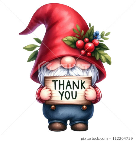 Gnome cute holding a thank you sign 112204739