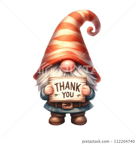 Gnome cute holding a thank you sign 112204740