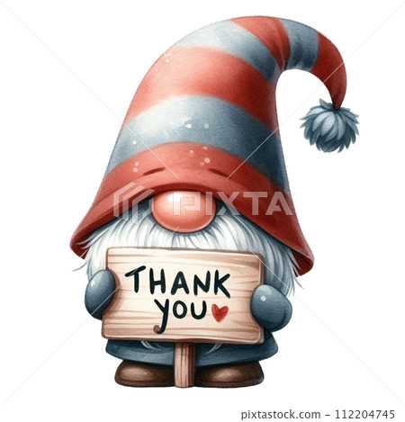 Gnome cute holding a thank you sign 112204745