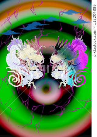 彩色燈光下的龍插圖 112204889