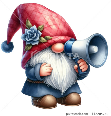 Gnome Cute holding a megaphone Gnome Cute holding a megaphone 112205260