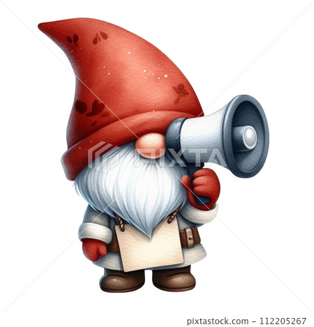 Gnome Cute holding a megaphone  112205267