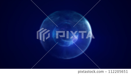 Spinning blue purple energy sphere digital hi-tech ball futuristic magic circle glowing bright force field abstract background Spinning blue purple energy sphere digital hi-tech ball futuristic magic circle glowing bright force field abstract background 112205651
